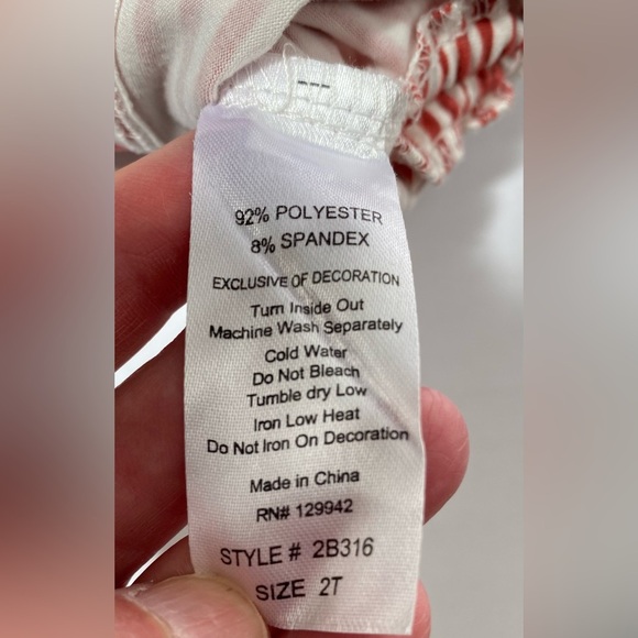 btween Red and White Striped Sparkly Fuzzy Unicorn Top 2T - Picture 6 of 6